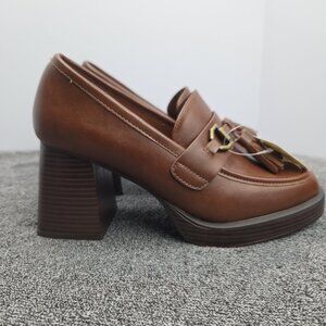 ANA New Approach Brown Chunky Heel Loafers Women’s 7.5 Y2K NWT